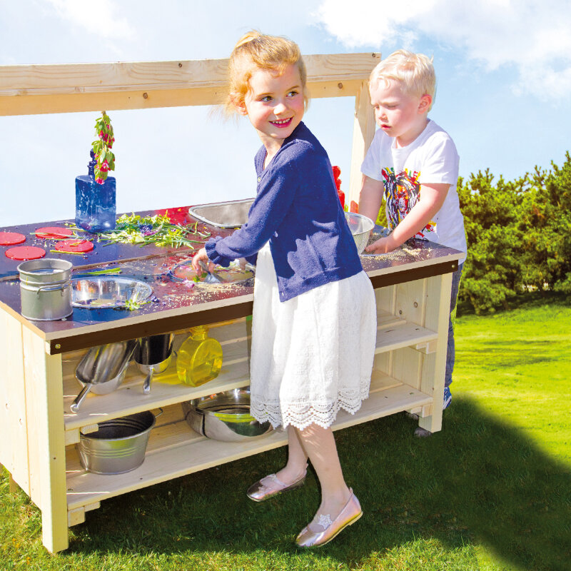 Matschtisch mit Edelstahlschüsseln "Flow"