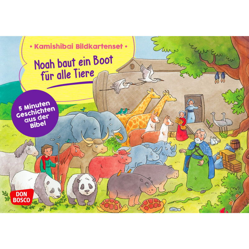 Kamishibai Karten Noah baut ein Boot für alle Tiere 1-3 Jahre