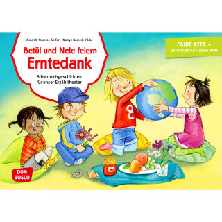 Betül und Nele feiern Erntedank. Kamishibai Bildkartenset.