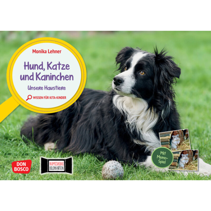 Kamishibai Karten Hund, Katze und Kaninchen. Unsere Haustiere