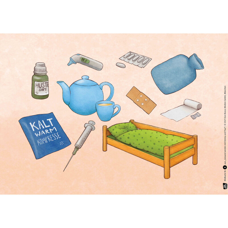 Kamishibai Karten Gesund werden mit Emma und Paul.