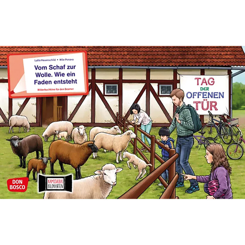 Kamishibai Karten Vom Schaf zur Wolle. Wie ein Faden entsteht.