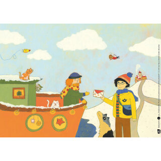 Kamishibai Karten Postbote Willi, Pirat und der geheimnisvolle Weihnachtsbrief. Adventskalender