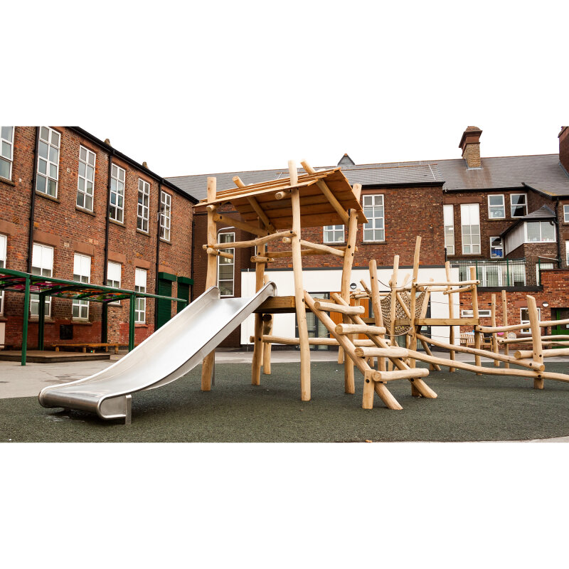 Edelstahlrutsche für Podest und Hang Breite 100 cm