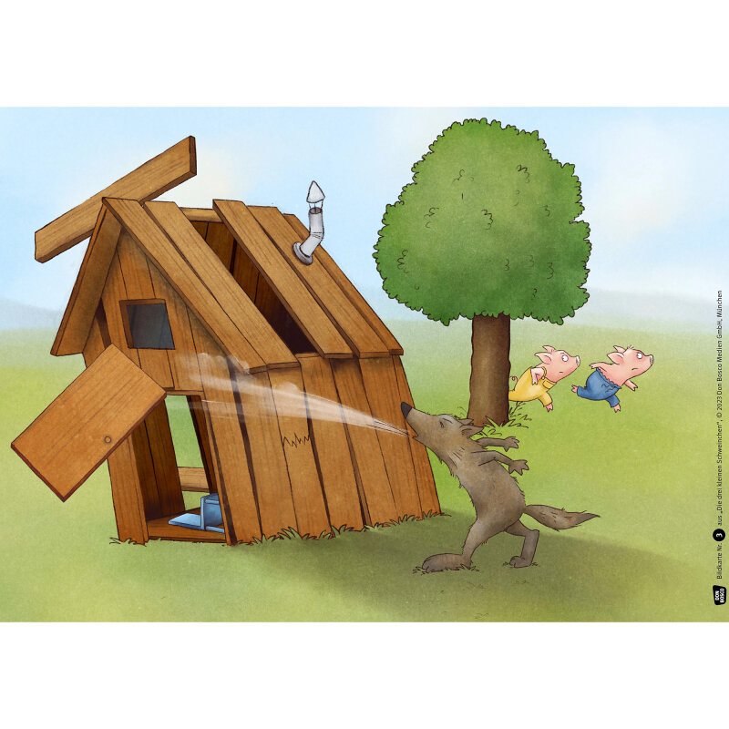 Kamishibai Karten.Die drei kleinen Schweinchen. 1-3 Jahre