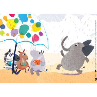 Das Zebra mit dem Regenschirm. Kamishibai Bildkartenset