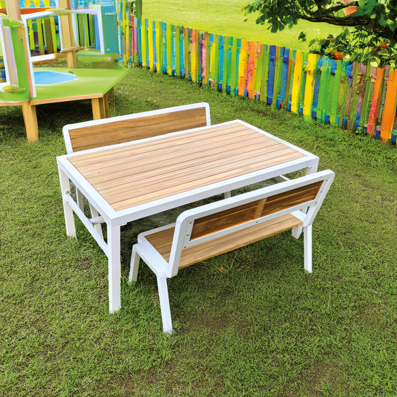 Alu-Sitzbank mit Lehne 2er-Set