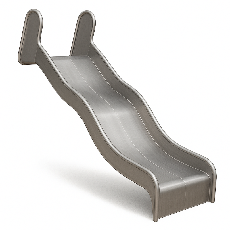 Edelstahlrutsche Welle 100 cm breit – Anbau- & Hangrutsche