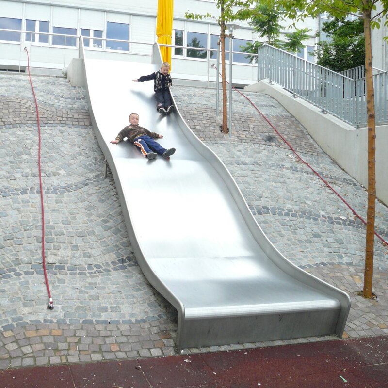 Edelstahlrutsche Welle 100 cm breit – Anbau- & Hangrutsche