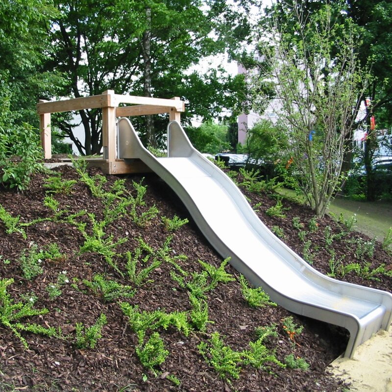Edelstahlrutsche Welle 100 cm breit – Anbau- & Hangrutsche