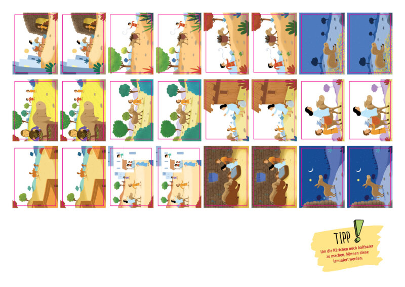 Der Esel Milan auf dem Weg zur Krippe. Kamishibai Bildkartenset