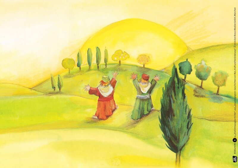 Jesus begegnen: Geschichten von Mut, Kraft und Veränderung. 3 x 5 Kinderbibel-Bildkarten. Mit Arbeitsblättern für Klasse 3 und 4. Kamishibai Bildkartenset