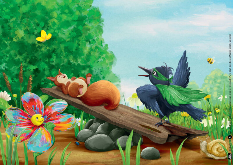 Die kleine Glitzerblume. Gemeinsam sind wir einzigartig! Eine Geschichte mit Rabe und Eichhörnchen. Kamishibai Bildkartenset