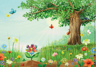 Die kleine Glitzerblume. Gemeinsam sind wir einzigartig! Eine Geschichte mit Rabe und Eichhörnchen. Kamishibai Bildkartenset