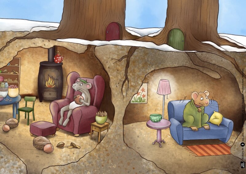 Die zwei Wiesenmäuse. Kamishibai Bildkartenset