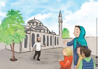 Betül und Nele entdecken Kirche und Moschee. Kamishibai Bildkartenset