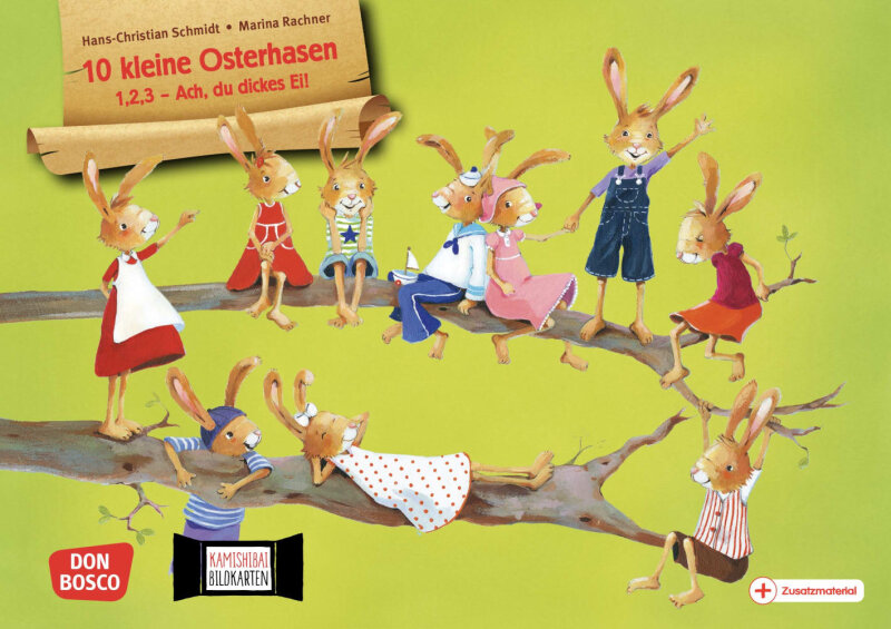10 kleine Osterhasen. 1,2,3 - Ach, du dickes Ei! Kamishibai Bildkartenset