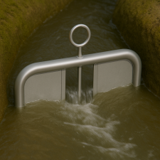 Wasserspiel-Drehwehr aus Edelstahl 590 mm breite