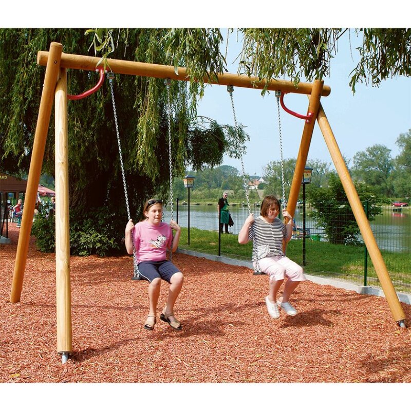 Hohe Doppelschaukel aus Lärchenholz