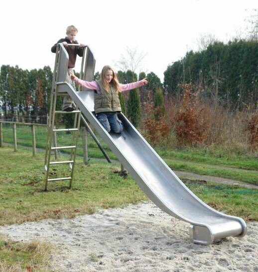Edelstahlrutsche mit Leiter, geprüft und zertifiziert für den öffentlichen Bereich