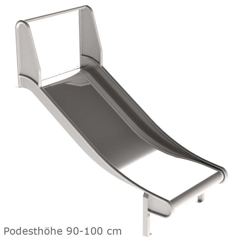 Edelstahlrutsche mit Ohren für Podest und Hang Breite 100 cm