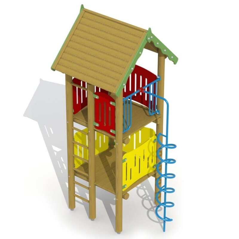 Spiralrutschstange zum Anbau an einen Spielturm
